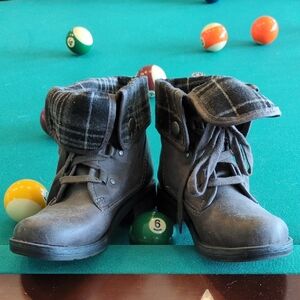 Plaid Cuff Ankle Boots for Women